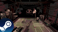 A screenshot from Buckshot Roulette that showcases the game&#039;s creepy atmosphere as you play against the Dealer. (Image Source: Steam)