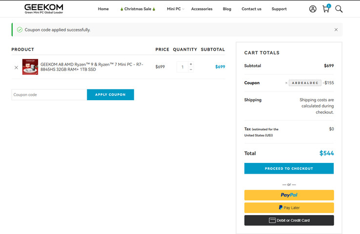 Price with the coupon code (Image source: Geekom)