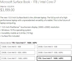 Microsoft Surface Book with 1 TB SSD and Core i7 processor coming in January 2016 starting at $3,199 USD