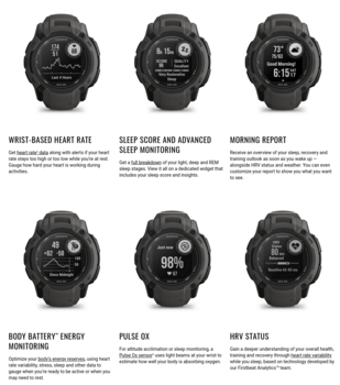 Garmin Instinct 2X Solar basic features. (Image source: Garmin)