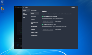 AVG free antivirus solution runs great. Screenshot of the application version window. (Image source: Sergey Tarasov / Notebookcheck)