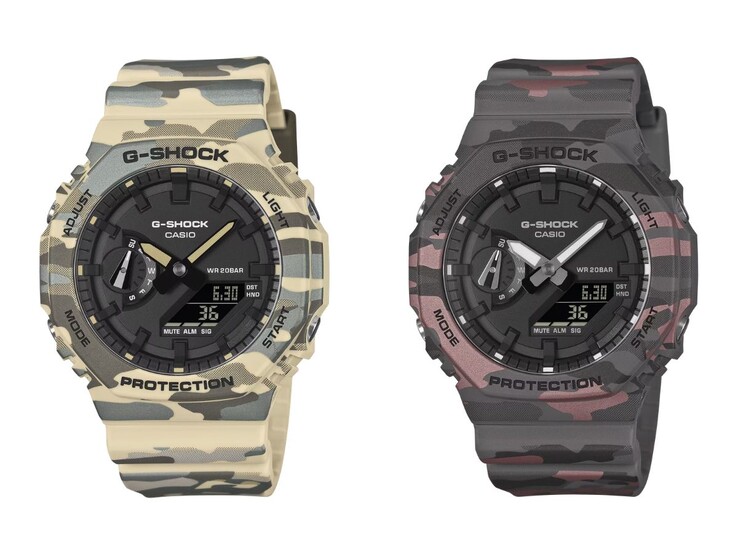 The Casio G-Shock GA-2100CM-5A (left) and GA-2100CM-8A (right) watches