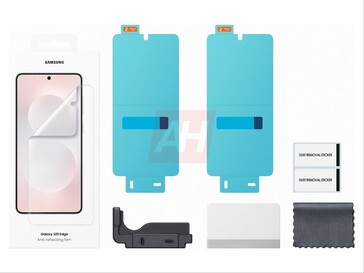 Galaxy S25 Edge leaked image showing anti-reflective screen guard. (Image source: Android Headlines)