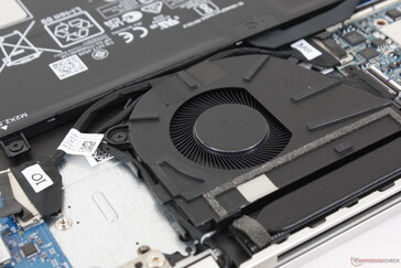 The ~45 mm fan incorporates thinner (0.15 mm vs. 0.4 mm) and more blades (73 vs. 47) than the fan in the 2020 Envy x360 13