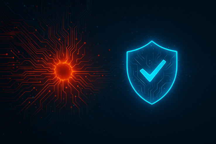 Cybersecurity shield defending against digital threats (Image source: AI-generated concept art)