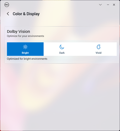 Dolby Vision options for setting color saturation