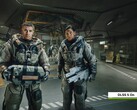 Two Starfield characters in a futuristic facility with Nvidia DLSS 5 enabled