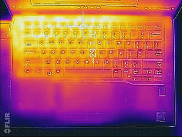 Thermal profile, top of base unit (idle)