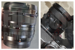 Leaked images of the Fujinon XF8mm f/3.5 R WR lens reveal a compact size and manual aperture ring. (Image source: Fuji Rumors)