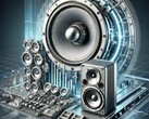 Futuristic illustration that combines traditional loudspeakers and directed acoustic energy systems (Image source: OpenAI/DALL·E)