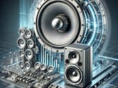Futuristic illustration that combines traditional loudspeakers and directed acoustic energy systems (Image source: OpenAI/DALL·E)