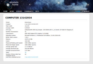 Purported AMD Zen 5 Ryzen 8000 8C/16T CPU on Einstein@Home. (Source: Einstein@Home)