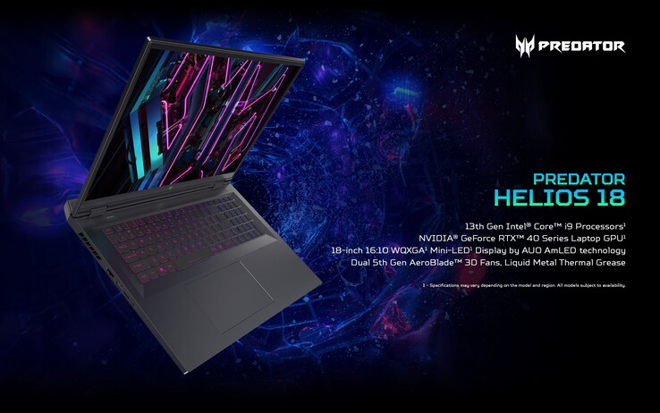 Acer Predator Helios 18 key specs (image via Acer)