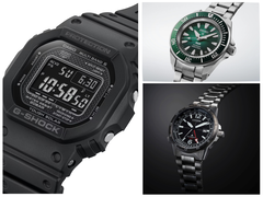 The Casio GW-5000HS-1 (left), the Seiko Prospex SRPL53K1 (top right), and the Citizen Promaster Mechanical GMT watch (bottom right). (Image source: Casio, Seiko, Citizen)