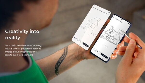 The integrated stylus of the Motorola Edge 60 Stylus can be used for sketching and taking notes. (Image source: Motorola)