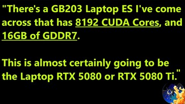 RTX 5080 laptop specs leak. (Image source: Moore's Law Is Dead)