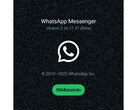 A splash screen with a busy green background and WhatsApp logo mentioning the number of the latest beta build. (Image Source: @WABetaInfo on X)