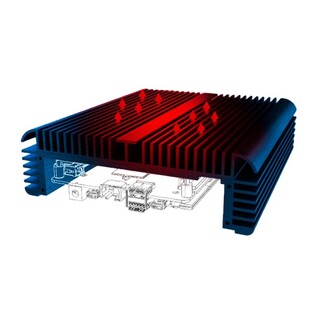 Up to 35W processors can be handled by the heat dissipation system.