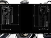 ArtraLabs's NONIKKOR 24 mm f/1.7 lenses will feature the same retro design and manual focus as the previous 35 mm versions. (Image source: Plastic Photo on YouTube / ArtraLab - edited)