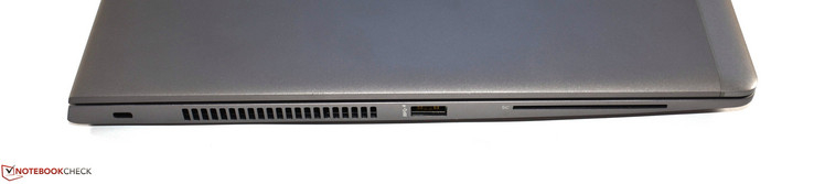 Left-hand side: Kensington lock, USB 3.0 Type-A port, Smart card reader
