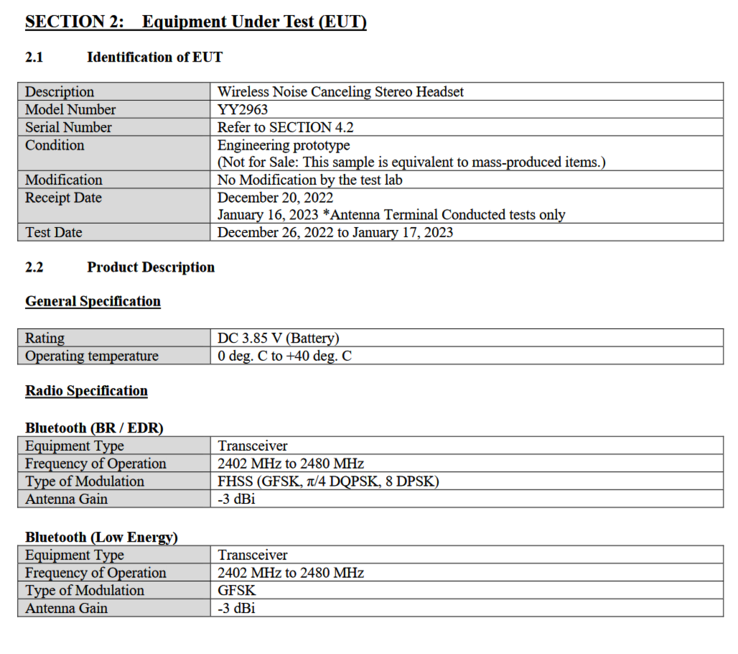 Sony WF-1000XM5 FCC listing (image via FCC)