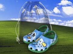 Windows xp crocs with bliss wallpaper design and Microsoft jibbitz charms (image source: microsoft)