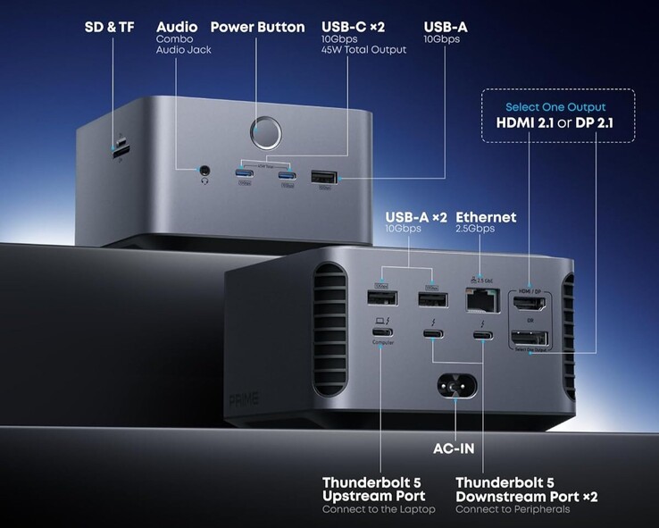 The Anker Prime TB5 Docking Station (14-in-1, 8K, Thunderbolt 5). (Image source: Anker)