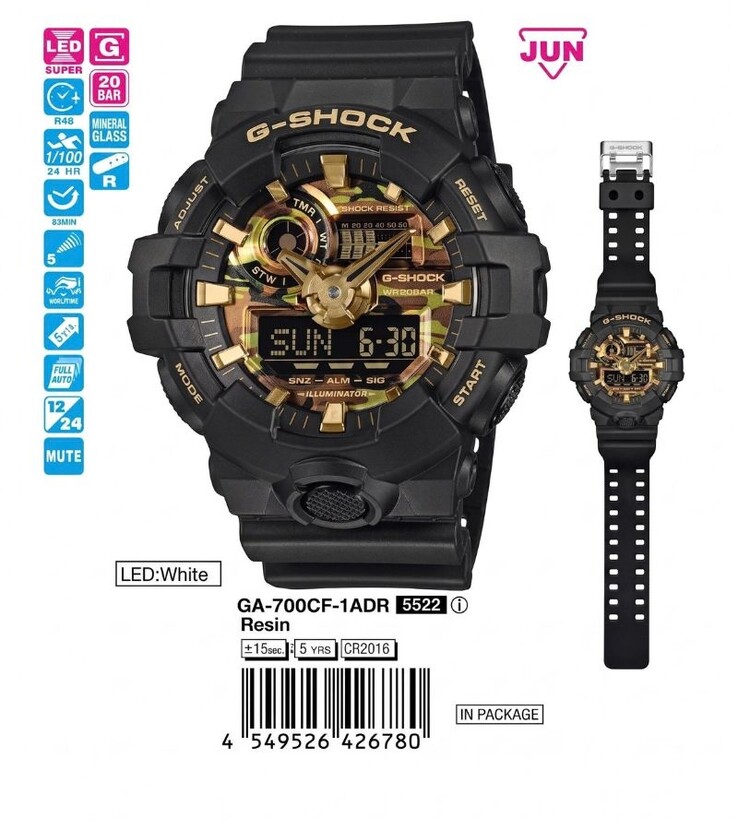 The Casio G-Shock GA-700CF-1A watch