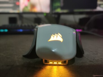 The Corsair logo and the grills underneath offer a good RGB lighting effect.