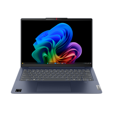 The Lenovo IdeaPad Slim 5x features Lenovo's typical physical webcam shutter and a white backlit keyboard. (Image source: Lenovo)
