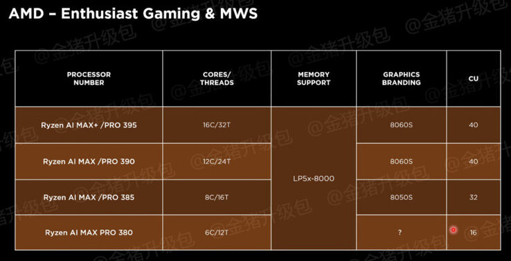 Leaked AMD Strix Halo APU specs (Image source: Golden Pig Upgrade)