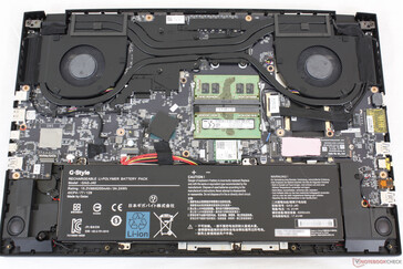 Aero 17 features the same upgrade options as the Razer. Note its much larger battery for longer runtimes