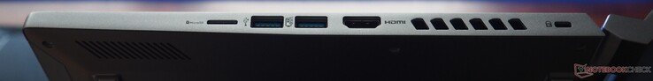 Right side: microSD, 2x USB-A 3.1 Gen 2, HDMI 2.1, Kensington Lock
