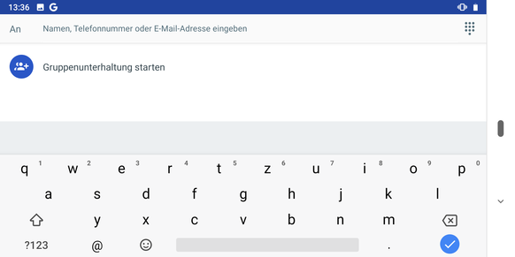 Using the default keyboard in landscape mode