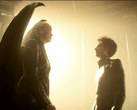 Lucifer and Dream face off in a moment of divine tension; one of many visually striking confrontations in The Sandman Season 2. (Image source: Netflix)