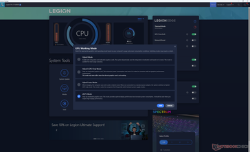 The Hybrid GPU (Optimus) and dGPU modes are easily accessible