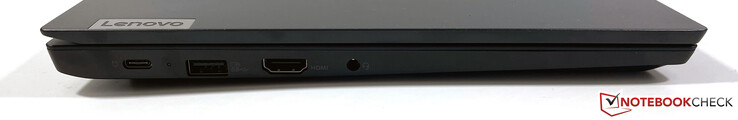 Left side: USB-C 3.2 Gen.1 (DisplayPort-ALT-Mode 1.2, Power Delivery 3.0), USB-A 3.2 Gen.1 (Powered), HDMI 1.4b, 3.5 mm stereo jack