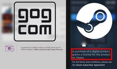 GOG has the most in-character response to Valve&#039;s new licensing disclosure. (Image source: Valve / GOG - edited)