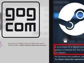 GOG has the most in-character response to Valve's new licensing disclosure. (Image source: Valve / GOG - edited)