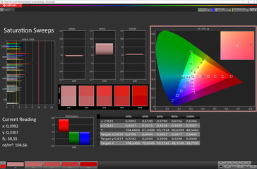 CalMAN Saturation (target color space: sRGB, profile: Standard)