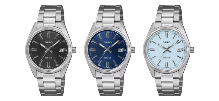 From left to right: the Casio UTP-1302PD-1AV, UTP-1302PD-2A1V and UTP-1302PD-2A2V watches