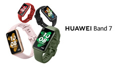 The Huawei Band 7 will be available in four colours, all with a thinner and lighter case than the Band 6. (Image source: Huawei)