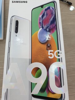 Retail packaging for the Galaxy A90 5G has been leaked suggesting a launch is imminent. (Source: @slashleaks)