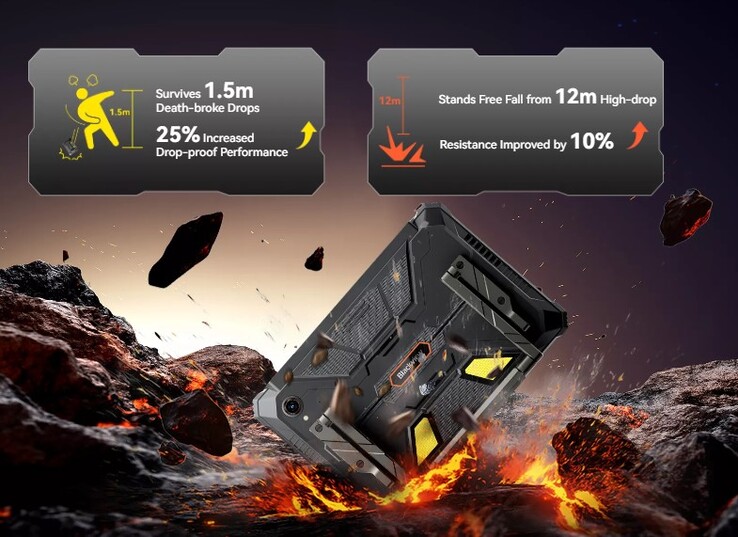 The tablet can supposedly withstand falls from great heights. (Image source: Blackview)