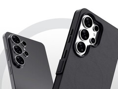 Unofficial render of Galaxy S26 Ultra (left) and a book style case (right). (Image source: Tarun Vats on X, edited)