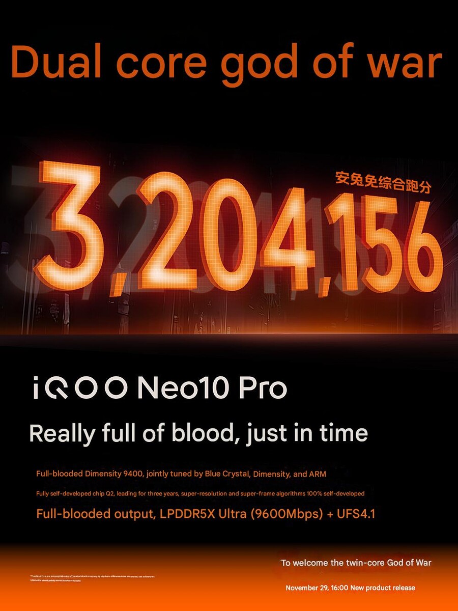 iQoo Neo 10 Pro with Dimensity 9400 smashes AnTuTu records