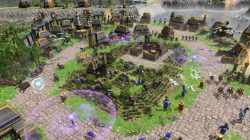 An image showing a village in Age of Mythology: Retold.