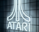 A neon white LED sign featuring Atari's logo (image source: Atari)