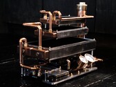 Copper pipes and pressure gauges give the PC from Billet Labs a steampunk look.
