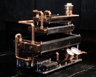 Copper pipes and pressure gauges give the PC from Billet Labs a steampunk look.